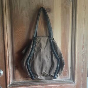 orYANY Brown Tote with Black Trim and Stud Detailing